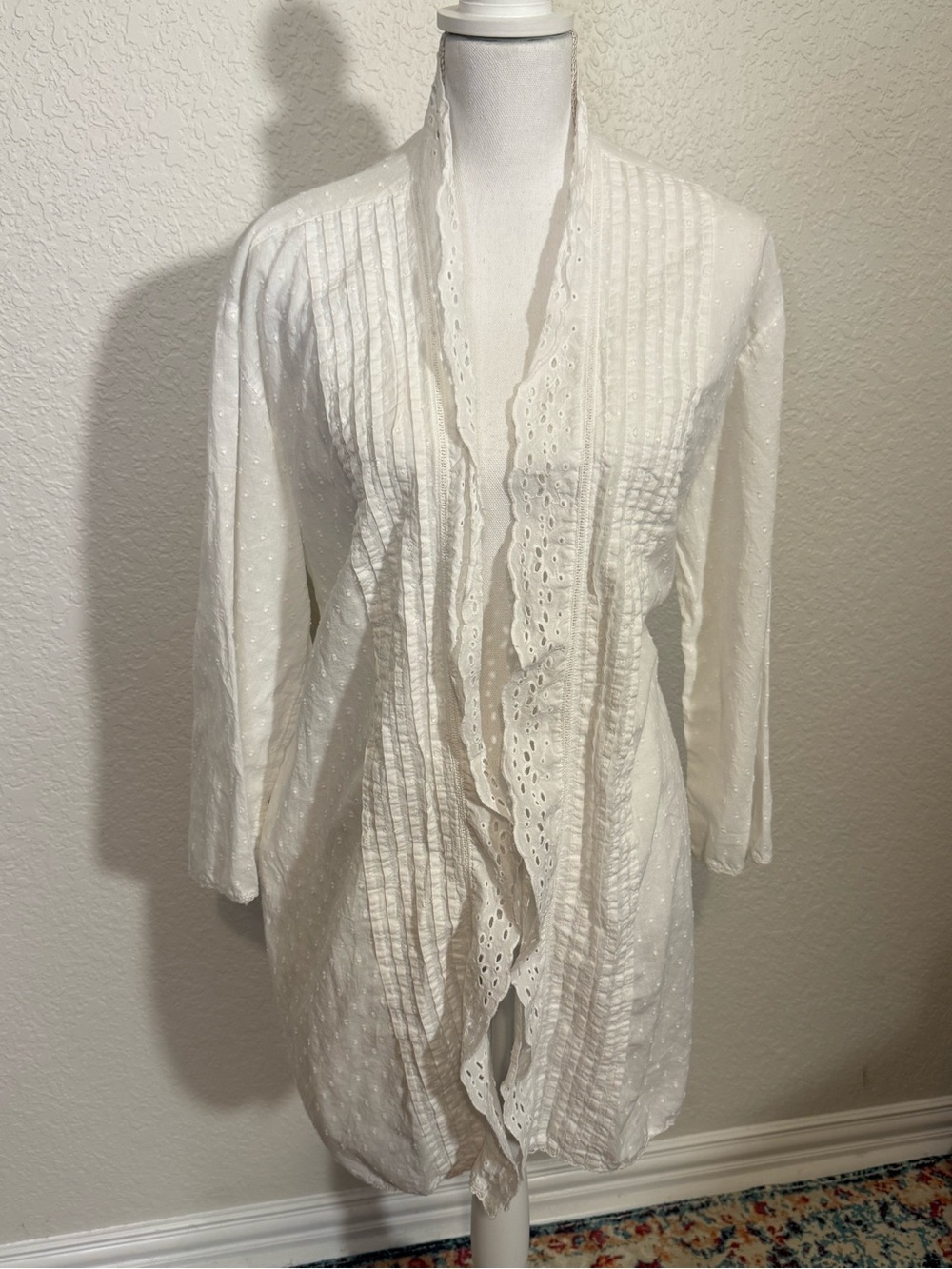 Shabby Chic Pink Eyelet Open Cardigan
